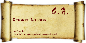 Orowan Natasa névjegykártya